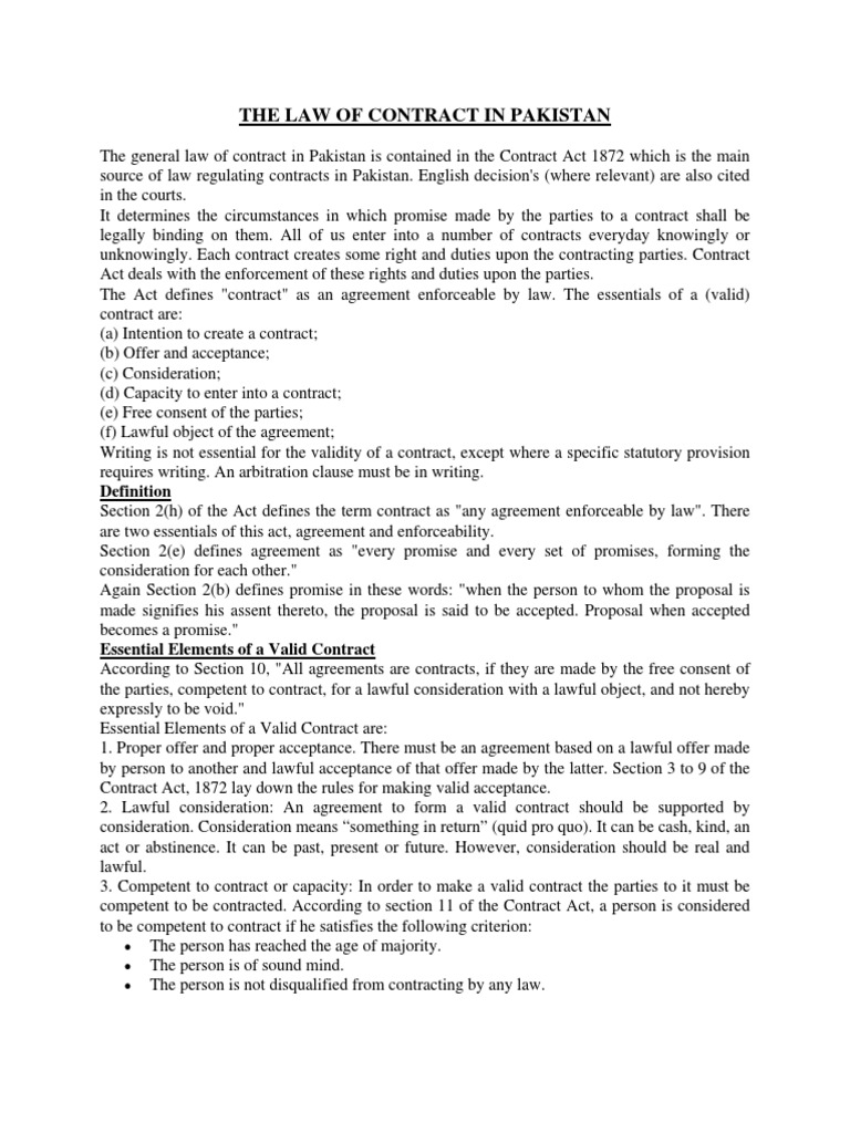 thelawofcontractinpakistan.pdf Offer And Acceptance Law Of Agency