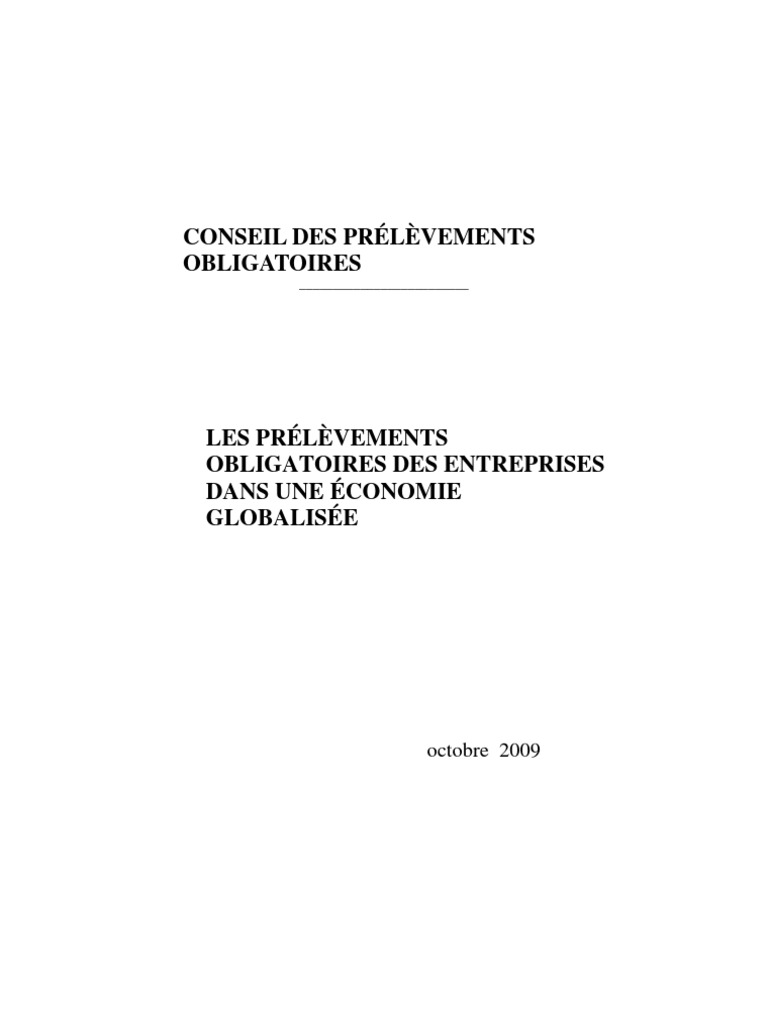 Changer La Date De Prelevement Free Rapport sur les prélèvements obligatoires des entreprises | Impôts