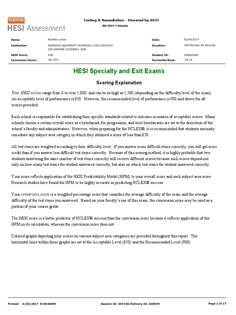 final hesi exam Test (Assessment) Nursing