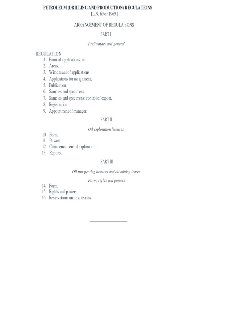 Petroleum (Drilling and Production Regulations 1969 PDF Hydrocarbon