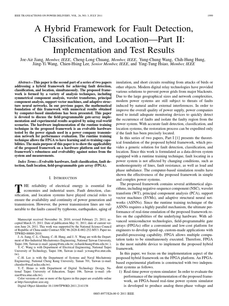 A Hybrid Framework For Fault Detection | PDF | Principal Component ...