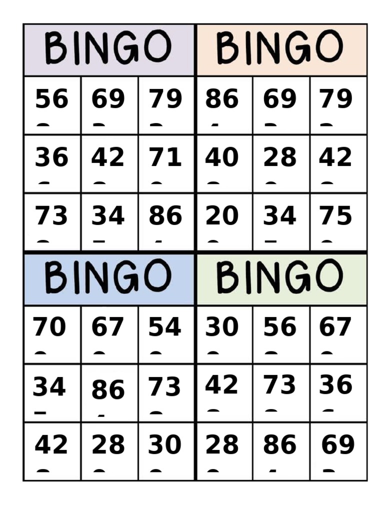 Bingo Multiplicaciones Por Un Digito