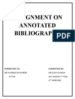 Assignment On Annotated Bibliography: Submitted To: Submitted by