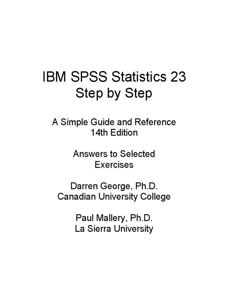Spss 23 Step By Step Answers To Selected Exercises Pdf Errors And