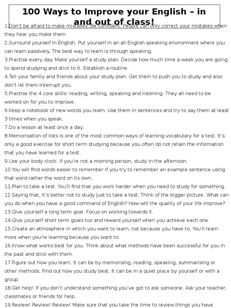Effective Tips to Improve English Skills | PDF | English Language ...