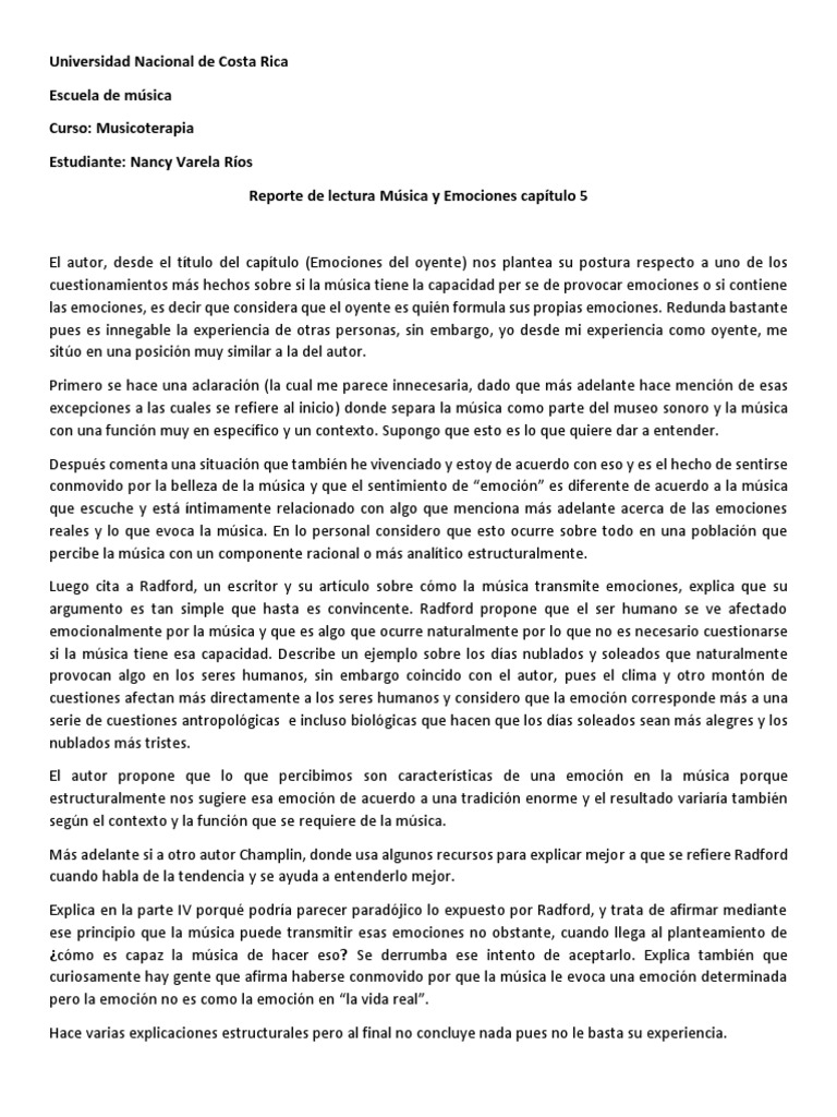 Emociones en la Música: Perspectivas y Reflexiones | PDF | Las ...