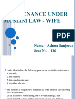 Maintenance Under Muslim Law - Wife: Name - Ashma Sanjeeva Seat No. - 126