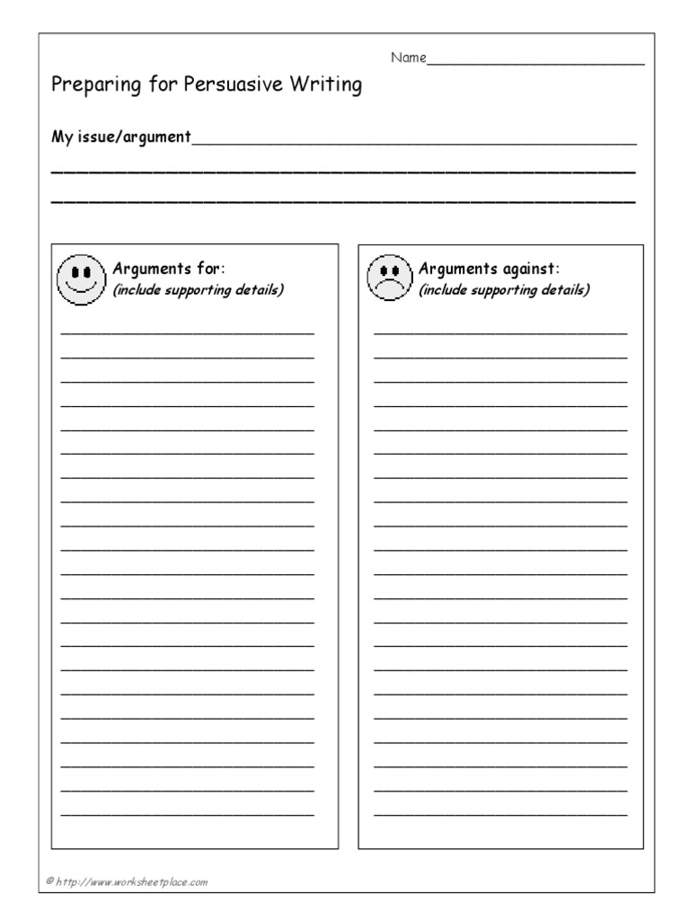 opinion writing for and against sheet