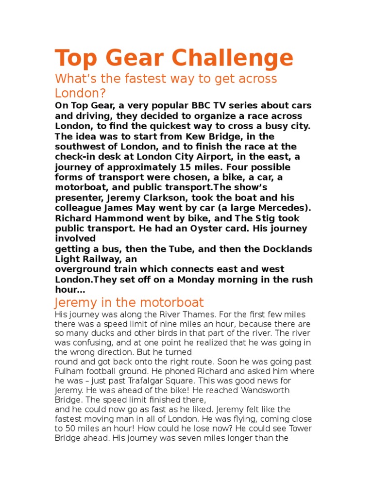 Top Gear Challenge PDF London Transport