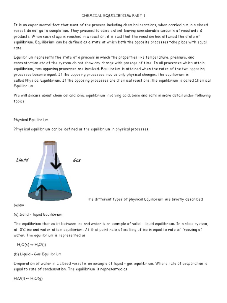 Chemical Equilibrium Part Pdf Chemical Equilibrium Stoichiometry