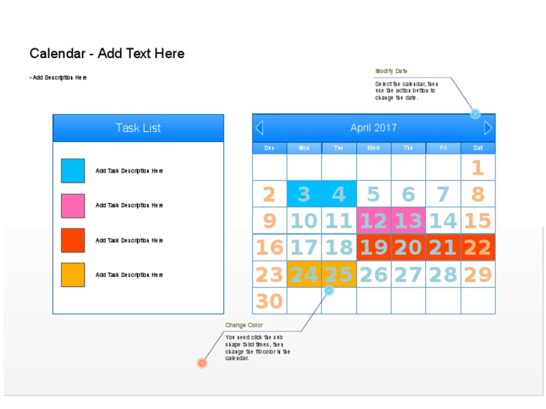 Calendar - Add Text Here: Task List | PDF