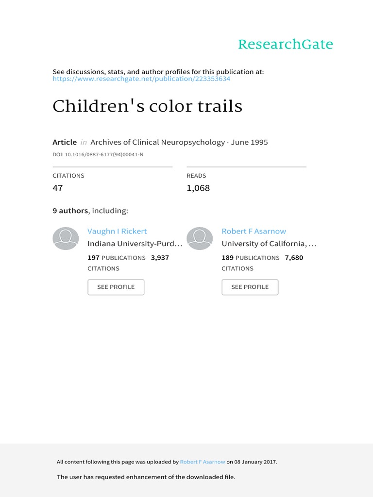 Children's Color Trails | PDF | Learning Disability | Attention Deficit ...