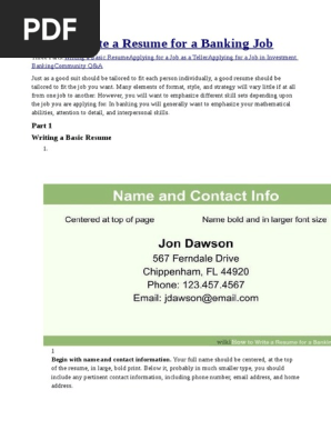 Banker Resume