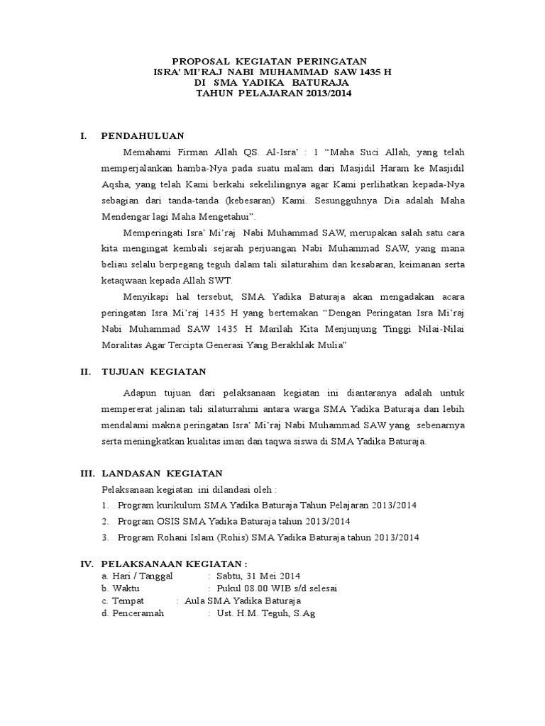 Proposal Kegiatan Isra Miraj Nabi Muhamm