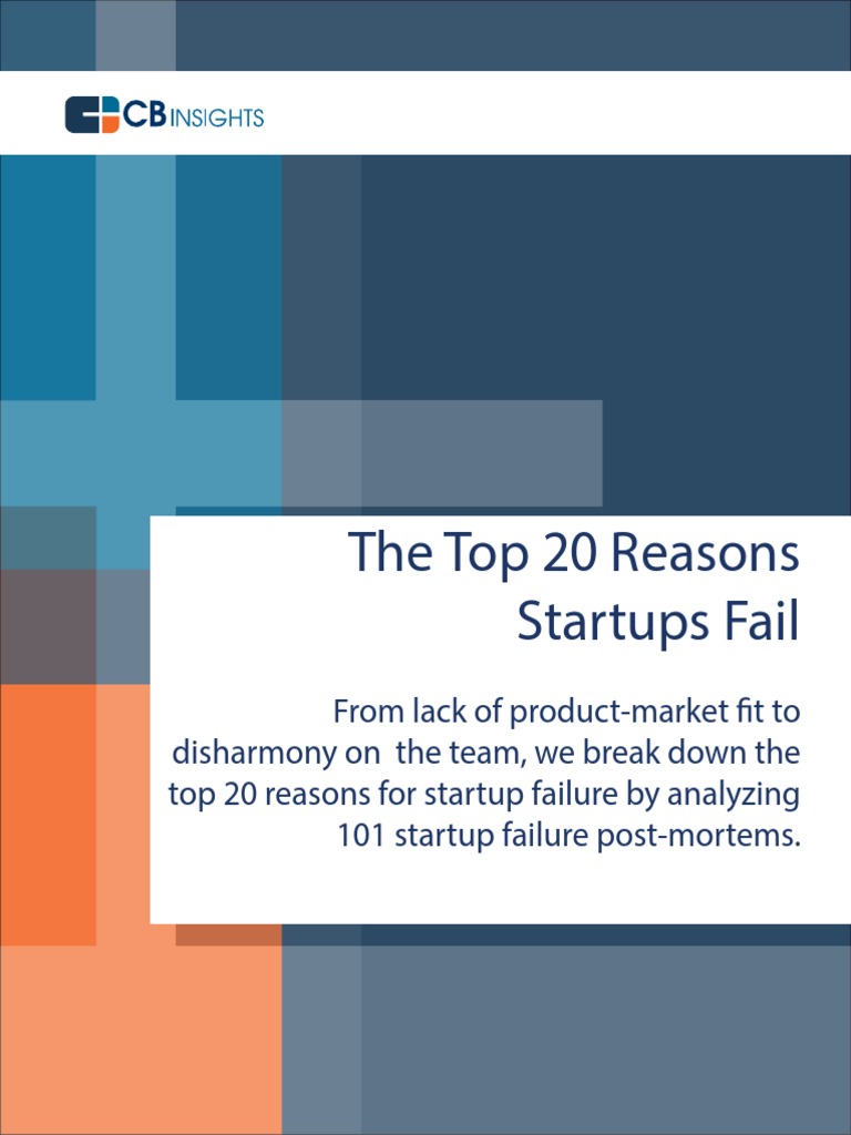 20 Reasons Startups Fail by CB Insights Tech Start Ups Startup Company