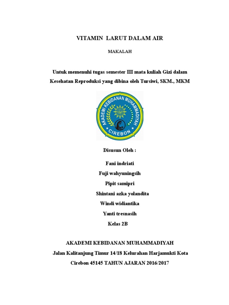 Makalah Vitamin Larut Dalam Air