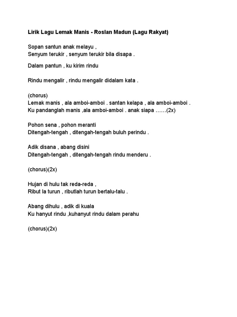 Lirik Lagu Lemak Manis Pdf