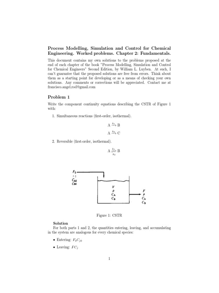 Process Modelling Simulation And Control For Chemical Engineering