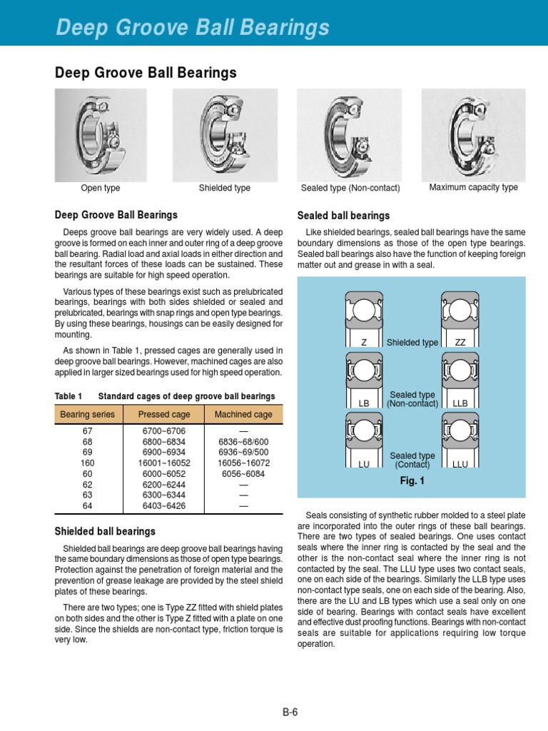 Deep Groove Ball Bearings Sealed Ball Bearings | PDF | Bearing ...