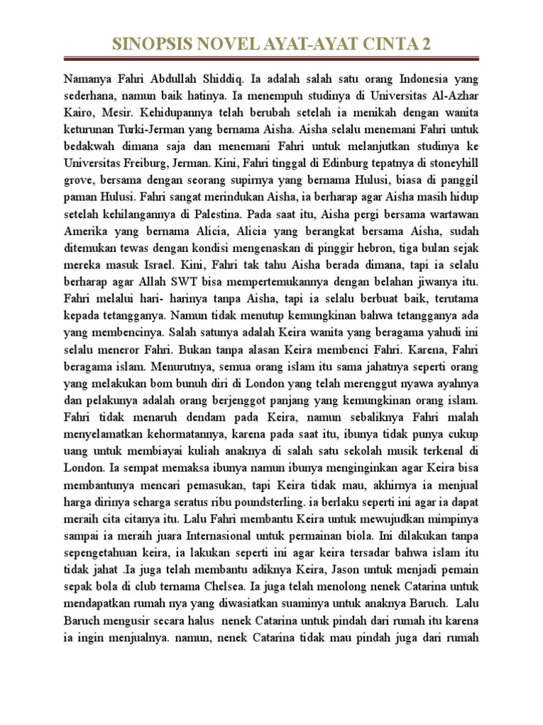 Sinopsis Ayat Ayat Cinta 2 Novel: Kisah Cinta Yang Mengharukan