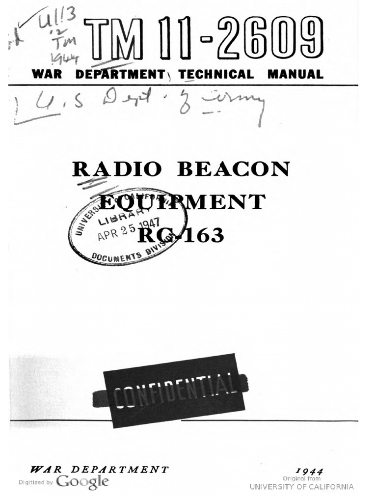 TM112609 Radio Beacon Equipment RC163 PDF Electrical Connector