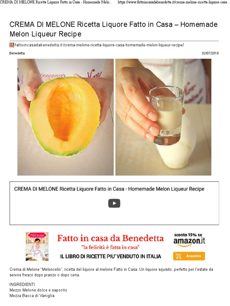 Crema Di Melone Ricetta Liquore Fatto In Casa
