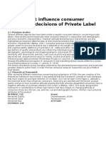 Factors That Influence Consumer Purchasing Decisions of Private Label