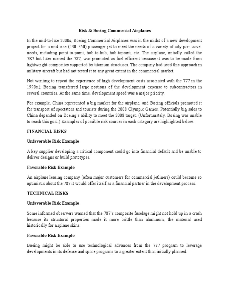 Boeing 787 Development Risks Explained | PDF | Boeing | Airplane