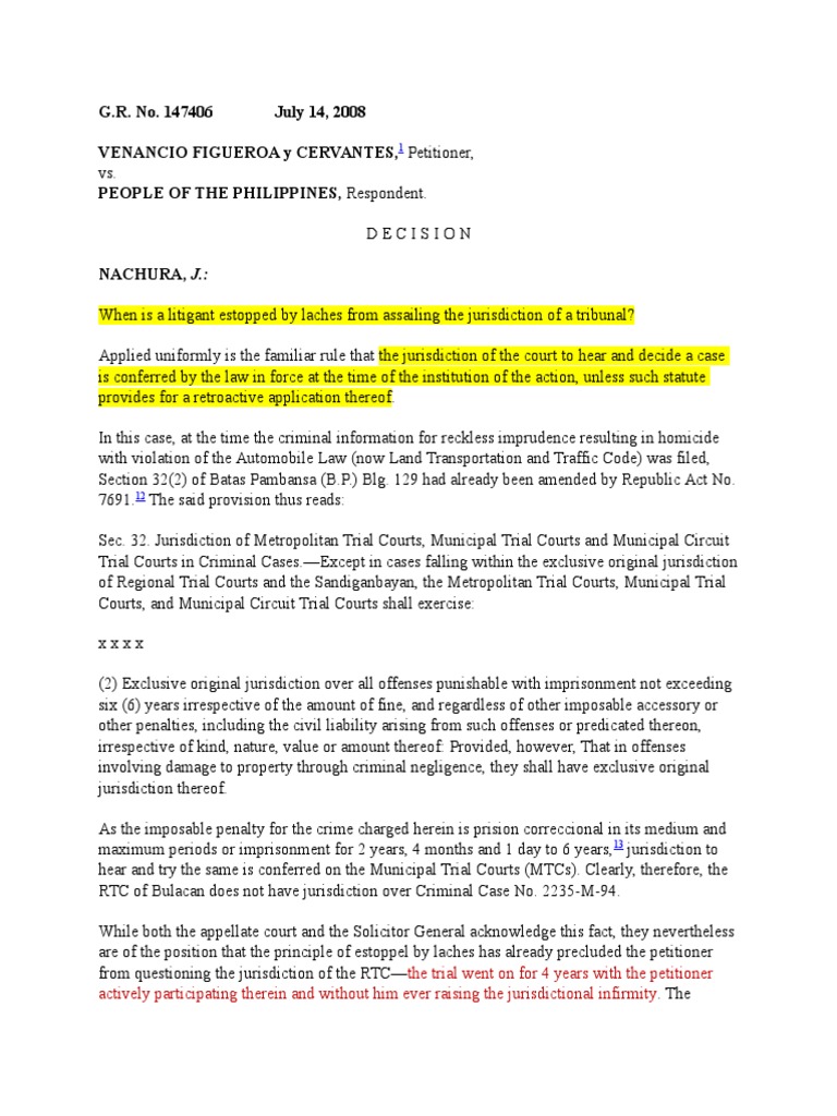 Figueroa v. People PDF Laches (Equity) Estoppel