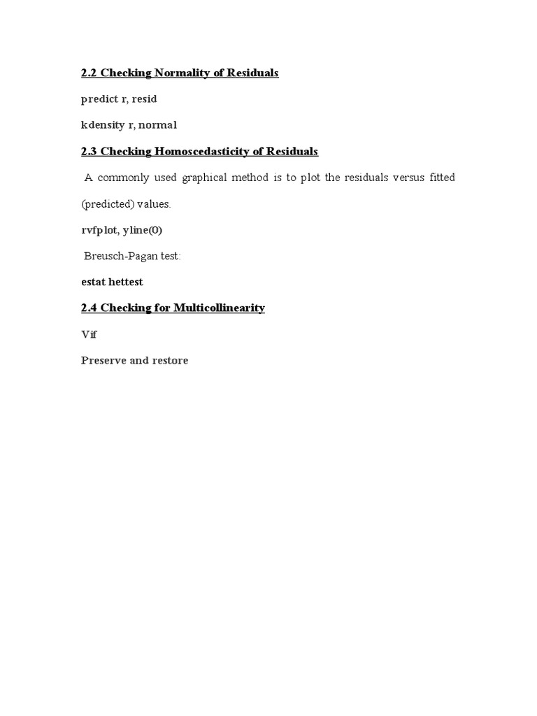 Normality and Homoscedasticity of Residuals | PDF