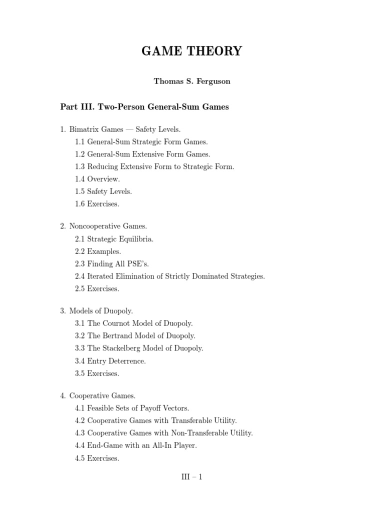 Game Theory | PDF | Game Theory | Odds