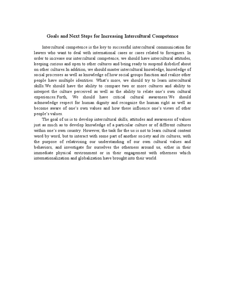 Goals and Next Steps For Increasing Intercultural Competence | PDF