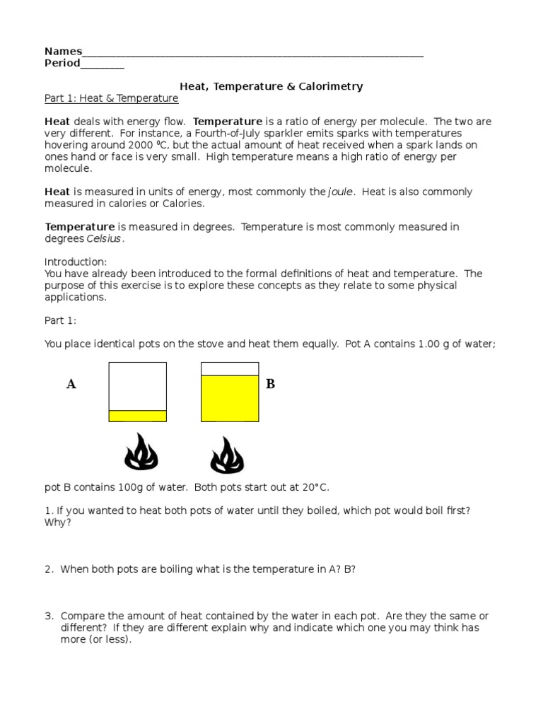 Pogil Heat and Calorimetry  PDF  Heat  Celsius Inside Calorimetry Worksheet Answer Key