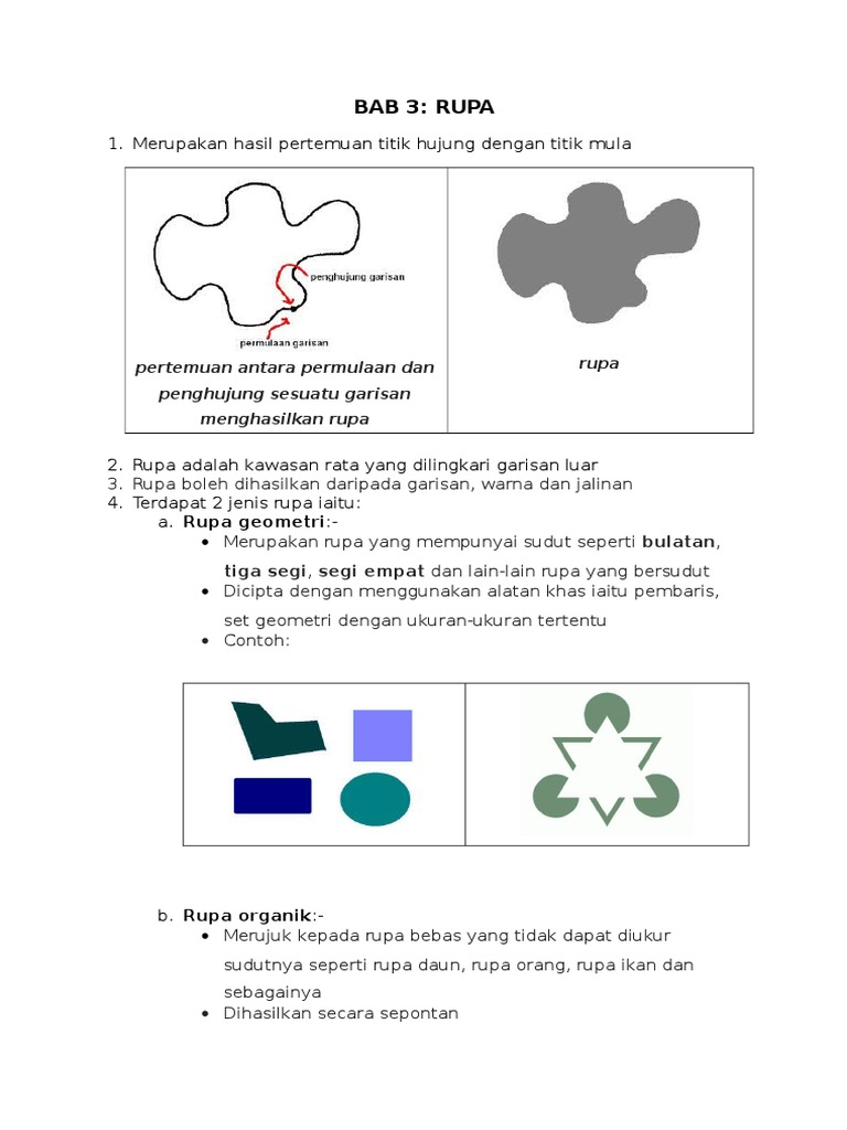 PENDIDIKAN SENI VISUAL TINGKATAN 1 BAB 3  RUPA