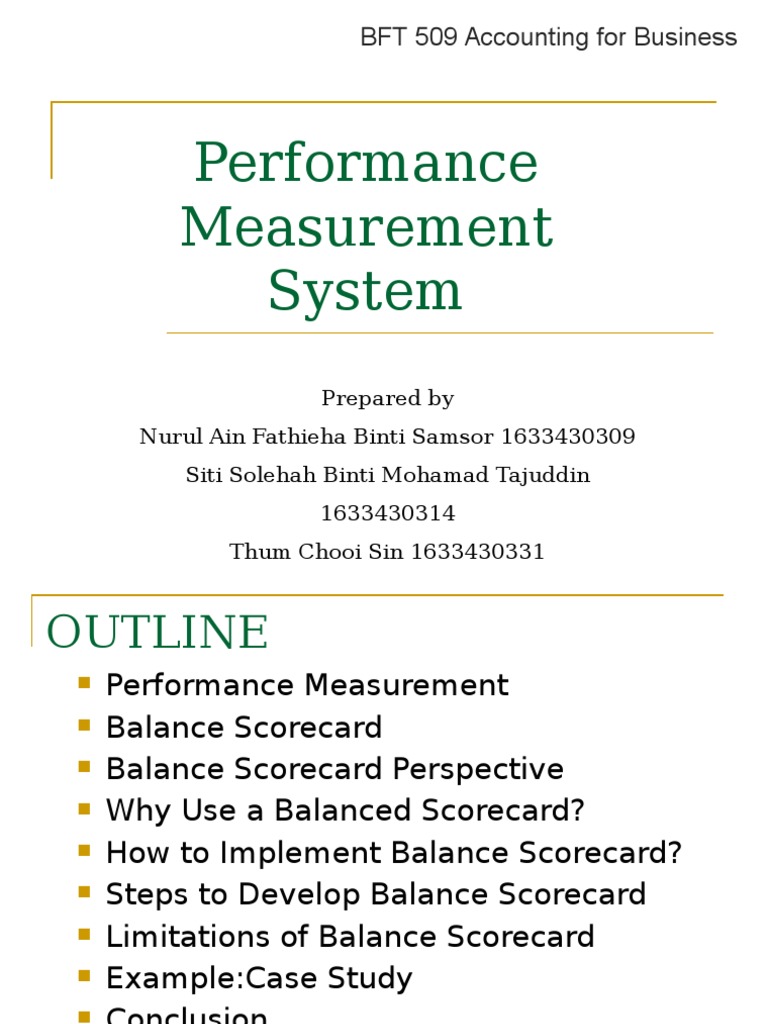 Balanced Scorecard for Performance Measurement | PDF | Strategic ...
