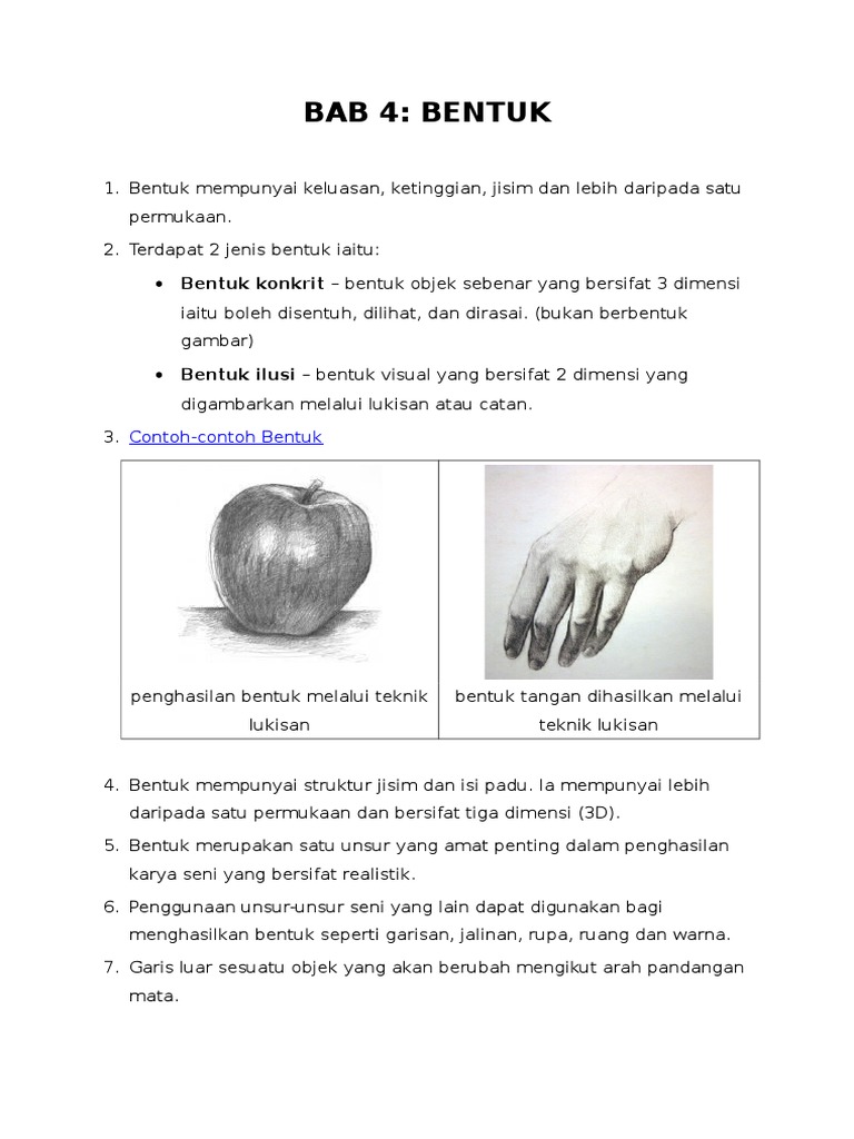 Pendidikan Seni Visual Tingkatan 1 2017 Bab 4 Bentuk Pdf