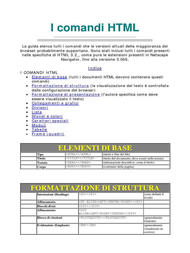 I Comandi HTML PDF