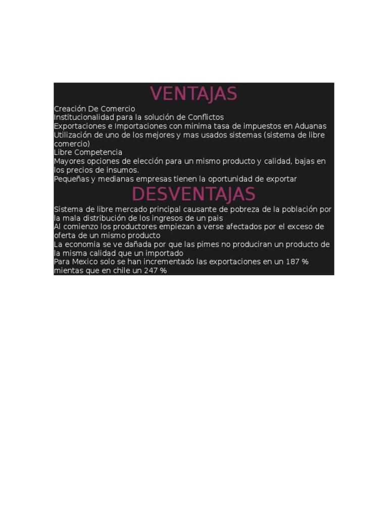 Ventajas y Desventajas Del TLC MEXICO CHILE PDF Exportaciones