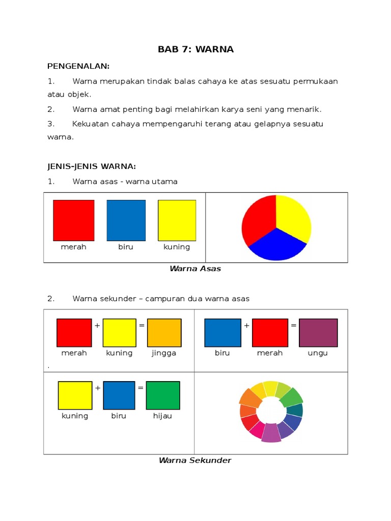 Pendidikan Seni Visual Tingkatan 1 2017 Bab 7 Warna Pdf