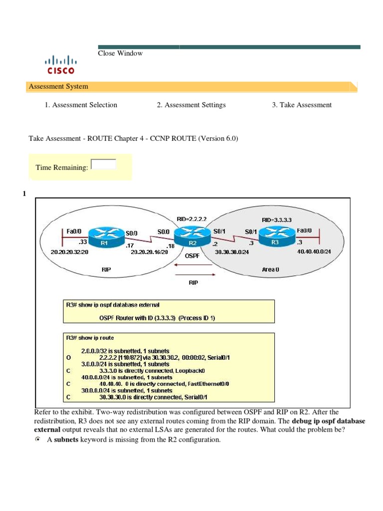 ROUTE Chapter 4 - CCNP ROUTE (Version 6.0) | PDF | Routing | Router ...
