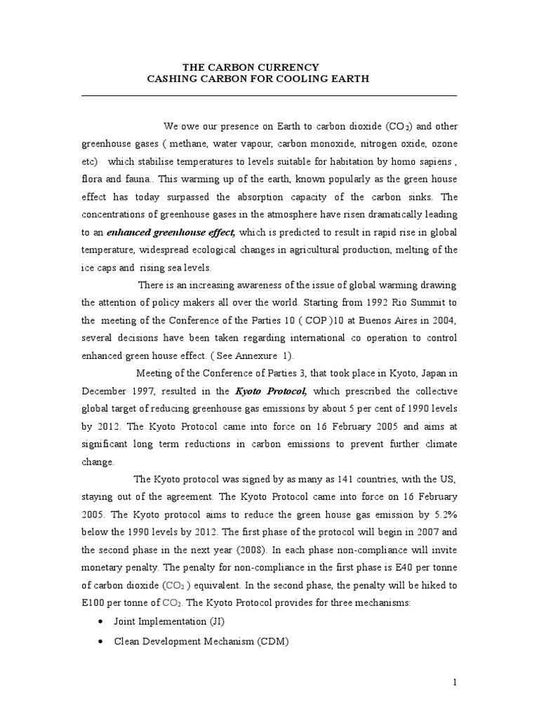 The Carbon Currency | PDF | Kyoto Protocol | Clean Development Mechanism