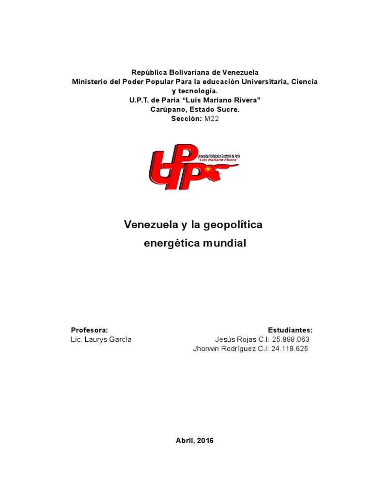 Venezuela y su rol en la geopolítica energética | PDF | Venezuela ...