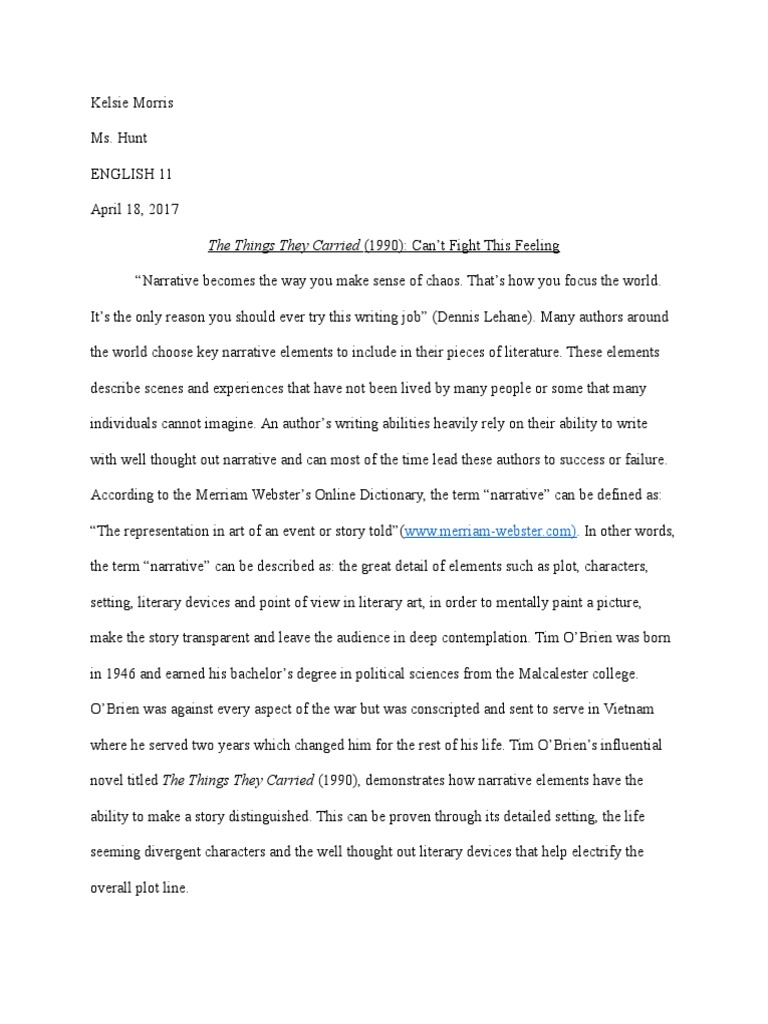 The things they carried analysis image