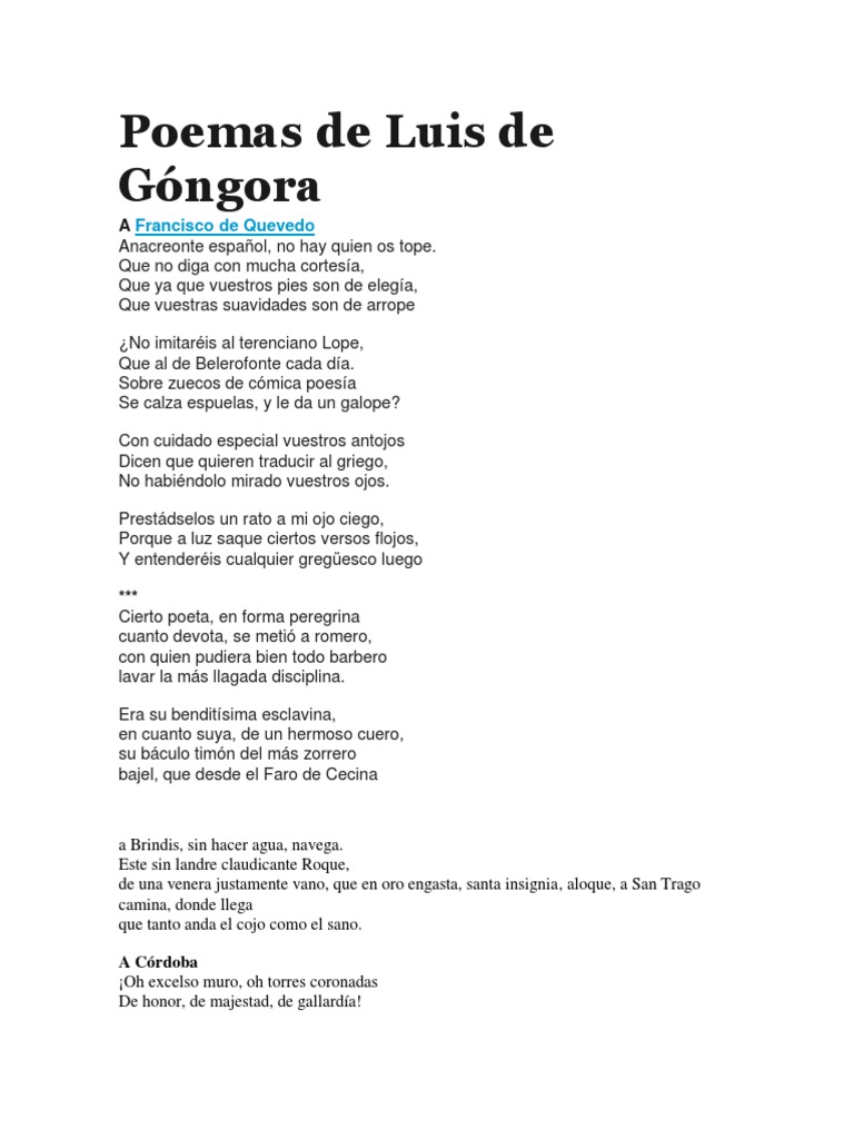 Poemas de Luis de Góngora Poesía