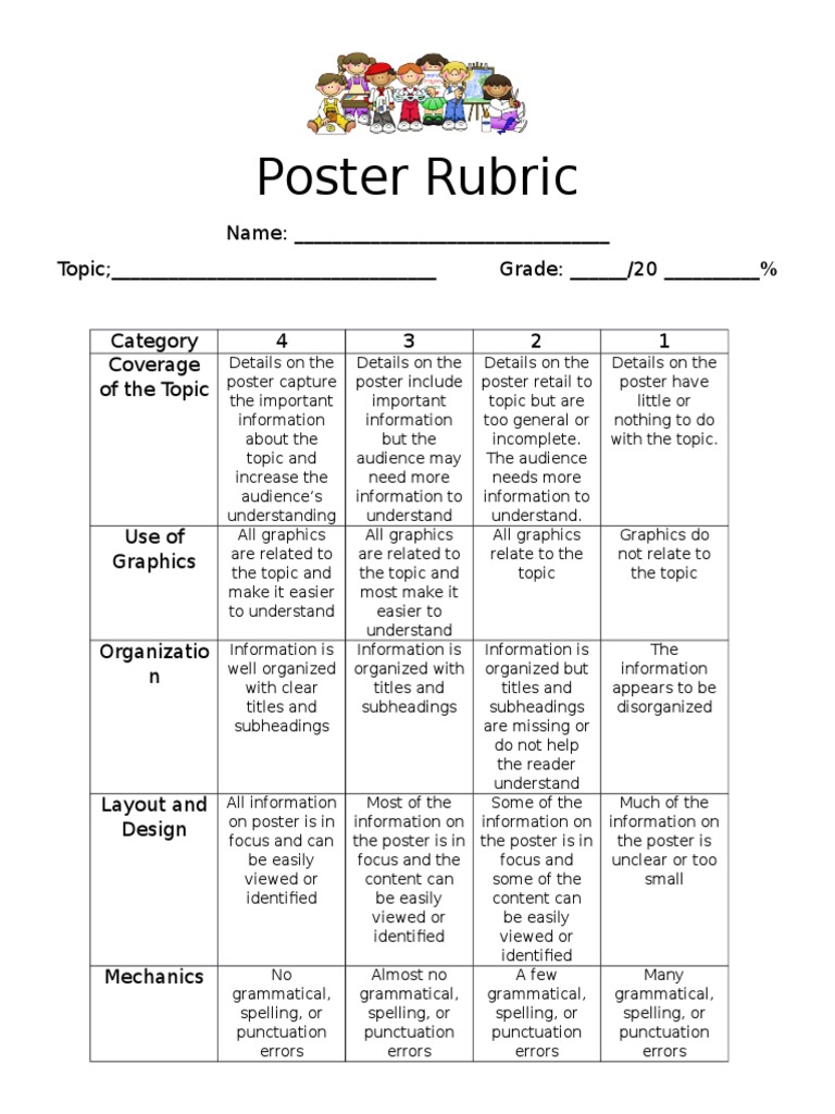 poster presentation rubric pdf