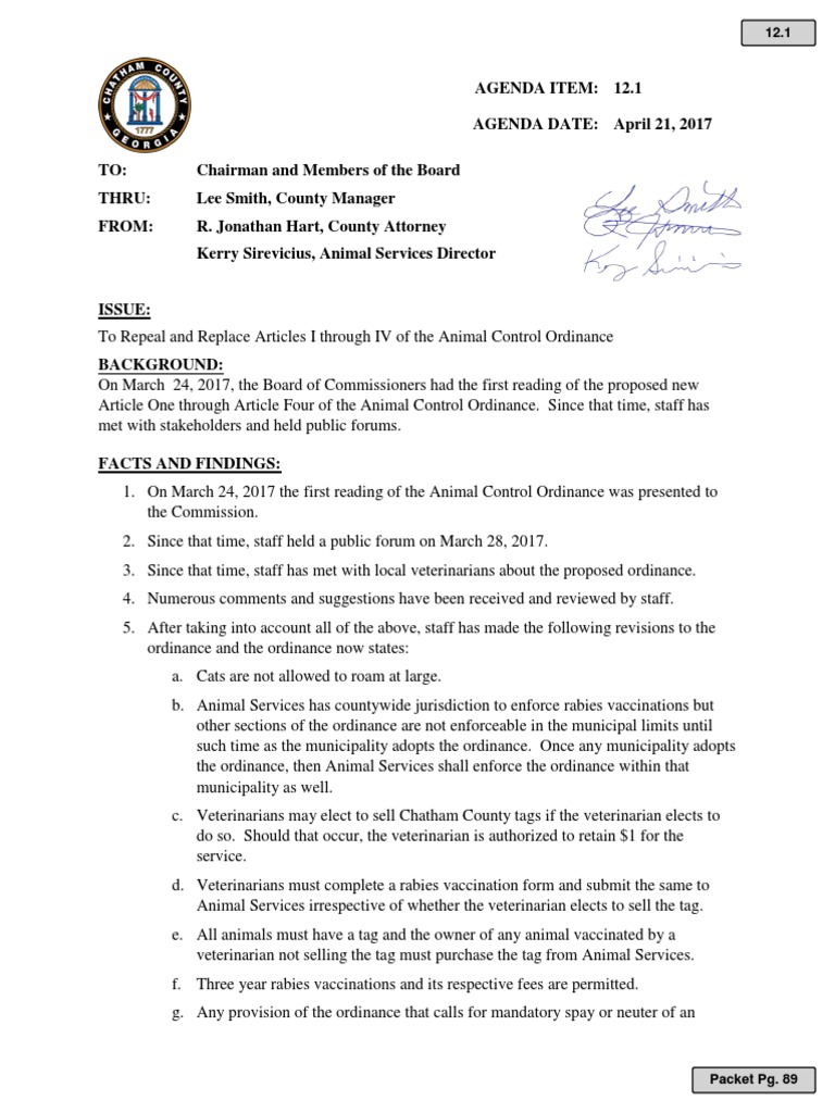 Update to Animal Control Ordinance | PDF | Veterinary Physician | Leash