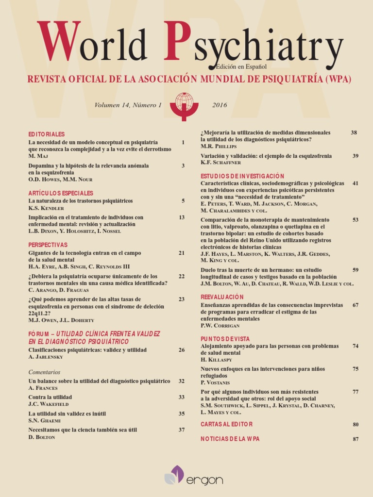 World Psychiatry Spanish Feb 2016 PDF Dopamina Esquizofrenia