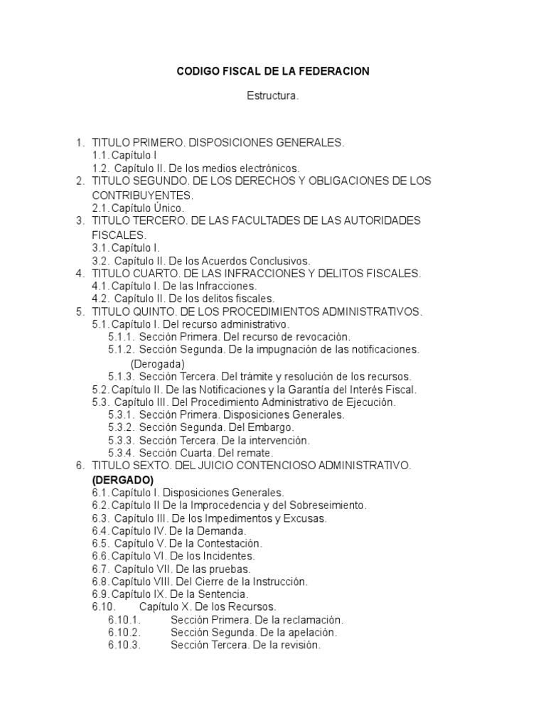 Estructura del Código Fiscal 2024 | PDF | Finanzas y dinero | Tecnología