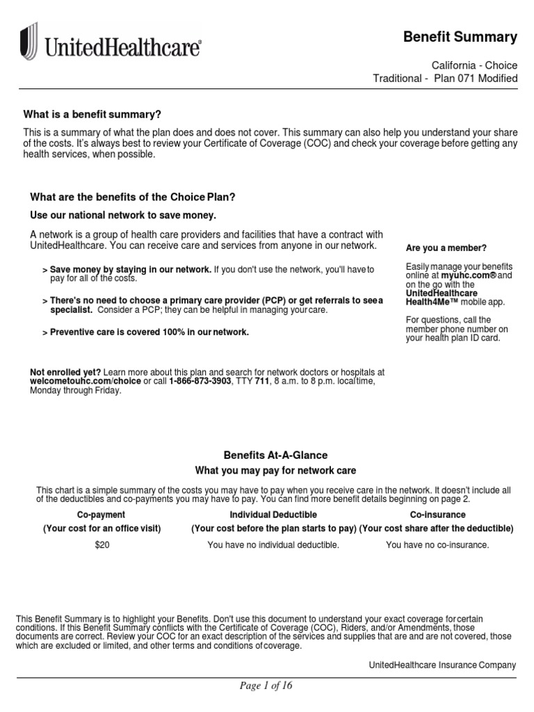 2017 UHC EPO Benefit Summary Muping Health Insurance Dentistry