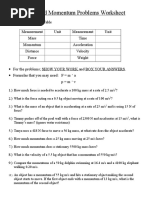 force-and-momentum-problems-worksheet-pdf